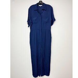 THAKOON X RTR Short Sleeve Jumpsuit Lightweight Size 6‎ Womens Viscose Navy